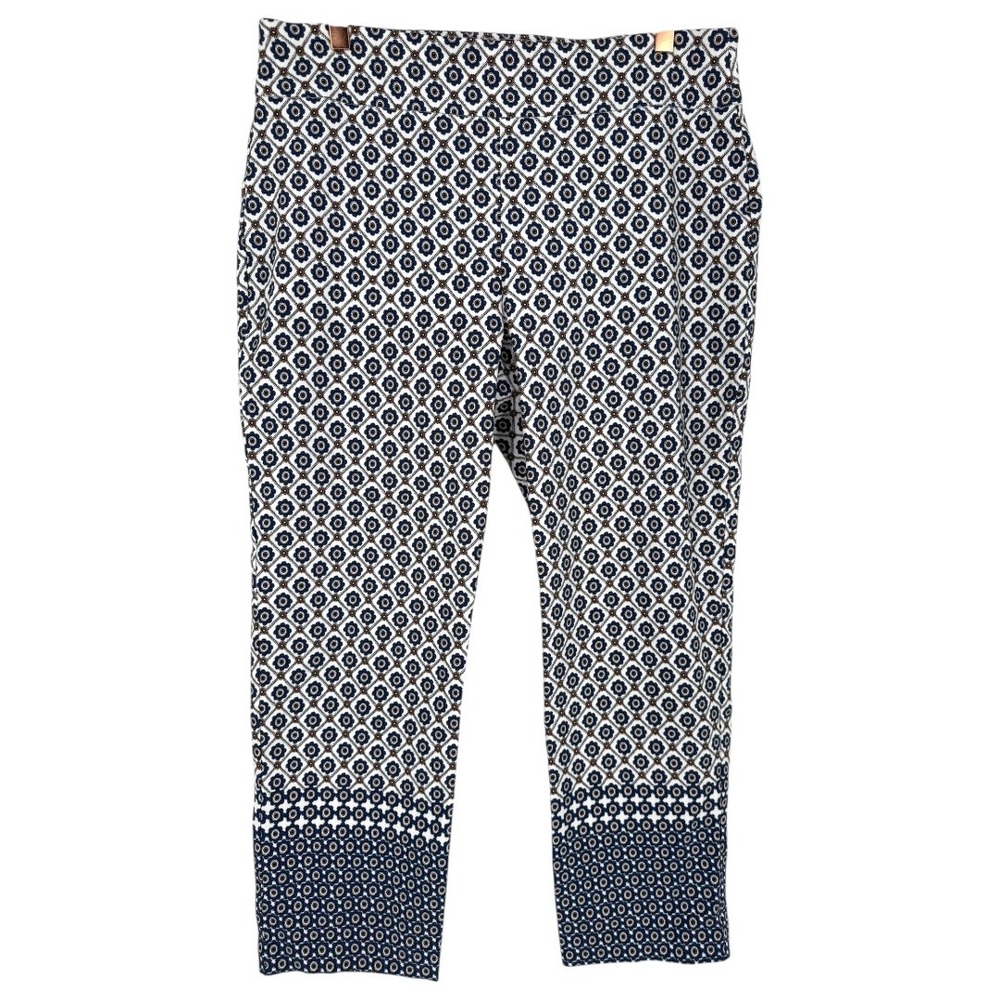 Attyre Women's Geometric Print Pull On Ankle Pants Size 14 Petite Career Casual